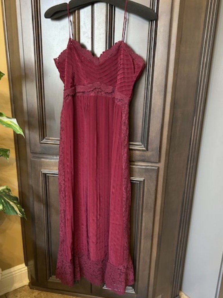 Farm Rio Purple Lace Adjustable Spaghetti Straps Sleeveless Midi Dress